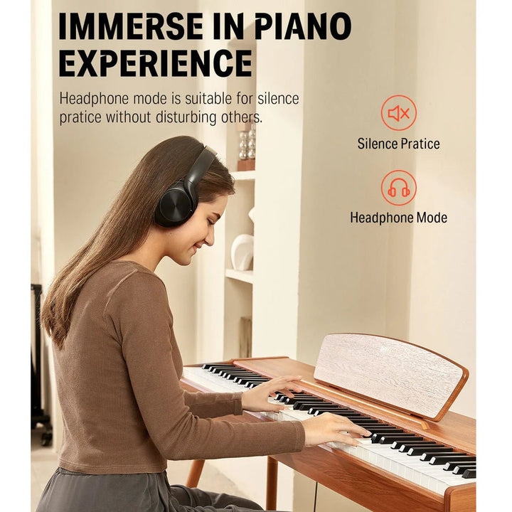 Donner DDP - 80 Digital Piano - Natural Wood Finish, 88 - Key Hammer Action Keyboard - Ev - Entz Music