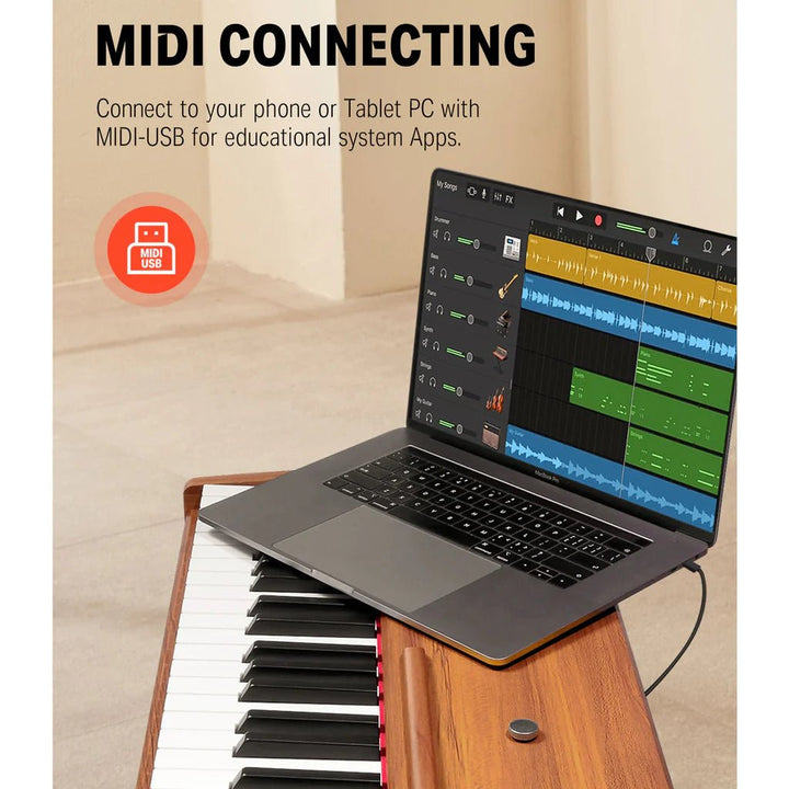 Donner DDP - 80 Digital Piano - Natural Wood Finish, 88 - Key Hammer Action Keyboard - Ev - Entz Music