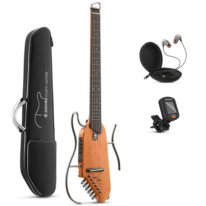 Donner HUSH - I Guitar - Mahogany, Silent Travel Guitar - Ev - Entz Music