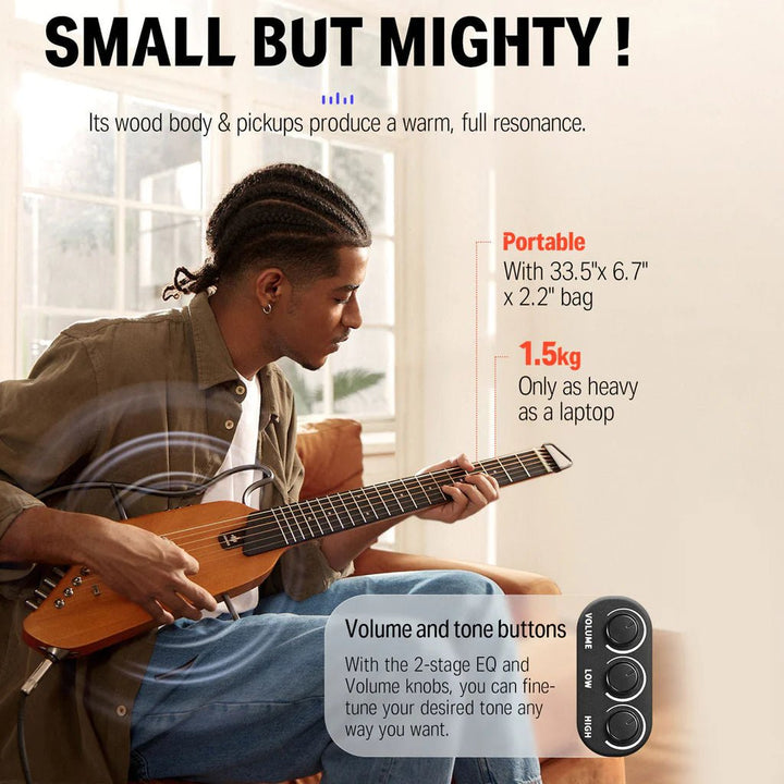 Mahogany Donner HUSH-I Guitar for travel and silent practice