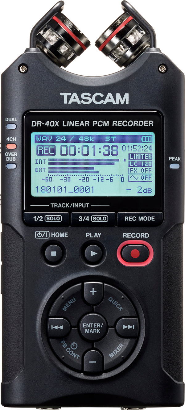 Tascam DR-40X 4-Channel Portable Handheld Field Recorder with USB Interface for Musicians, Filmmakers, and Podcasters