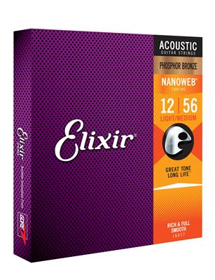 Elixir Phosphor Bronze Acoustic Guitar Strings - Light/Medium (.012-.056) NANOWEB (E16077)