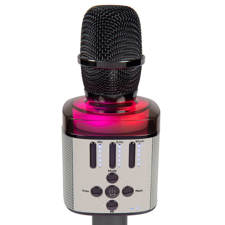 Easy Karaoke Bluetooth® Wireless Microphone – Black with Built - In Speaker & LED Party Lights (EKM10BK) - Ev - Entz Music