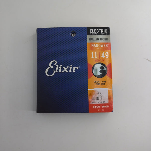 Elixir E12102 Nanoweb Medium Electric Guitar Strings – 11 - 49 - Ev - Entz Music
