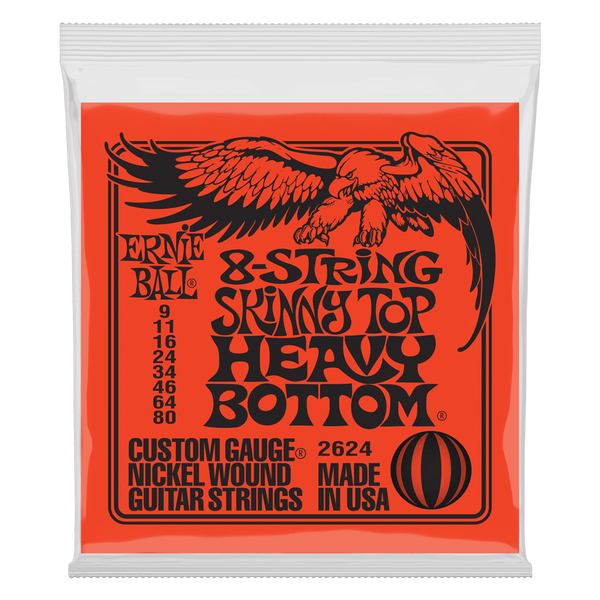 Ernie Ball Skinny Top Heavy Bottom Slinky 8 - String Electric Guitar Strings – 9 - 80 Gauge for Versatile Play - Ev - Entz Music
