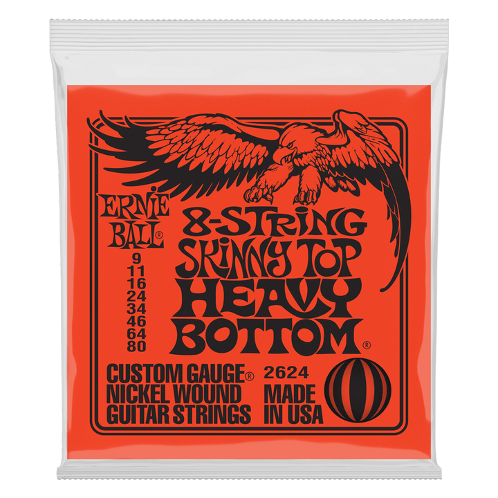 Ernie Ball Skinny Top Heavy Bottom Slinky 8 - String Electric Guitar Strings – 9 - 80 Gauge for Versatile Play - Ev - Entz Music