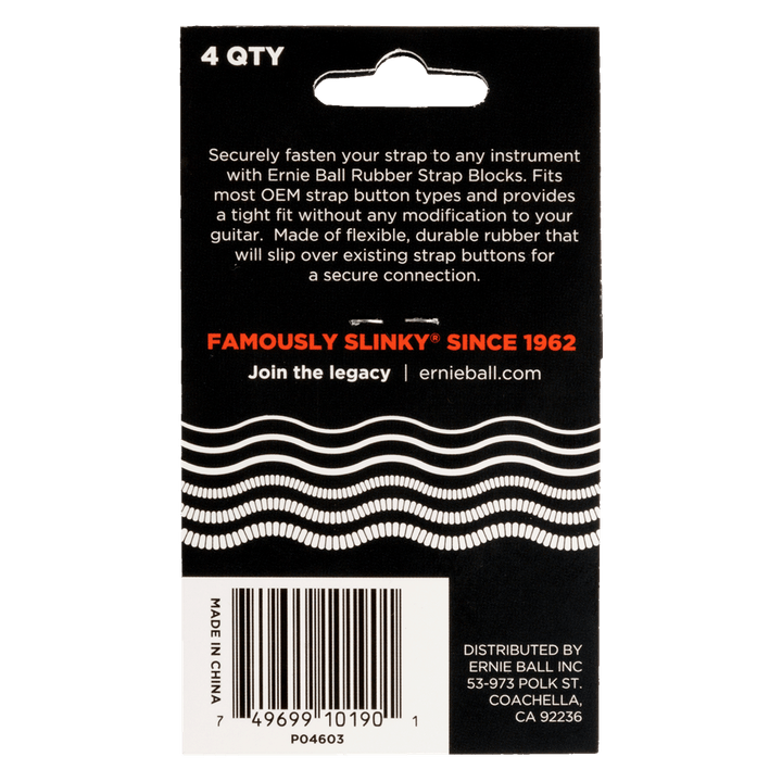 Ernie Ball Strap Blocks 4PK Black & Red - Ev - Entz Music