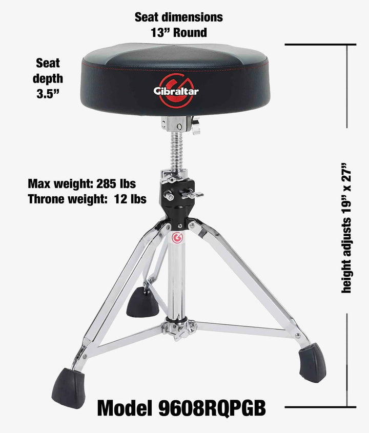 Gibraltar 9608RQPGB 13" Round Drum Throne - Ev - Entz Music