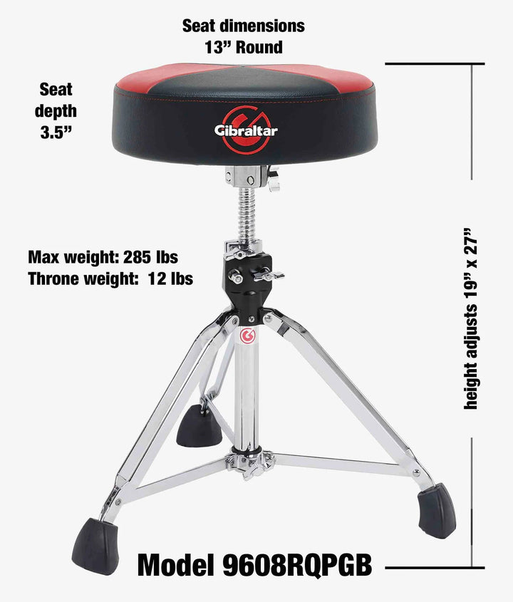 Gibraltar 9608RQPRB 13" Round Drum Throne - Ev - Entz Music
