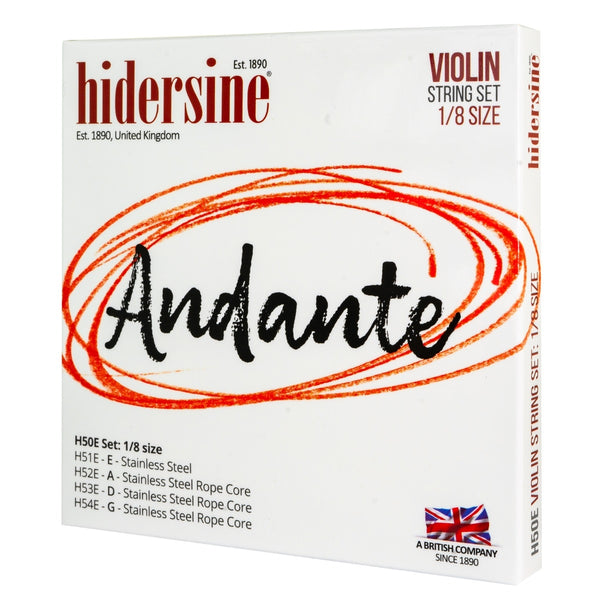 Hidersine Andante Violin String Set 1/8 - Durable and Warm-Toned Strings