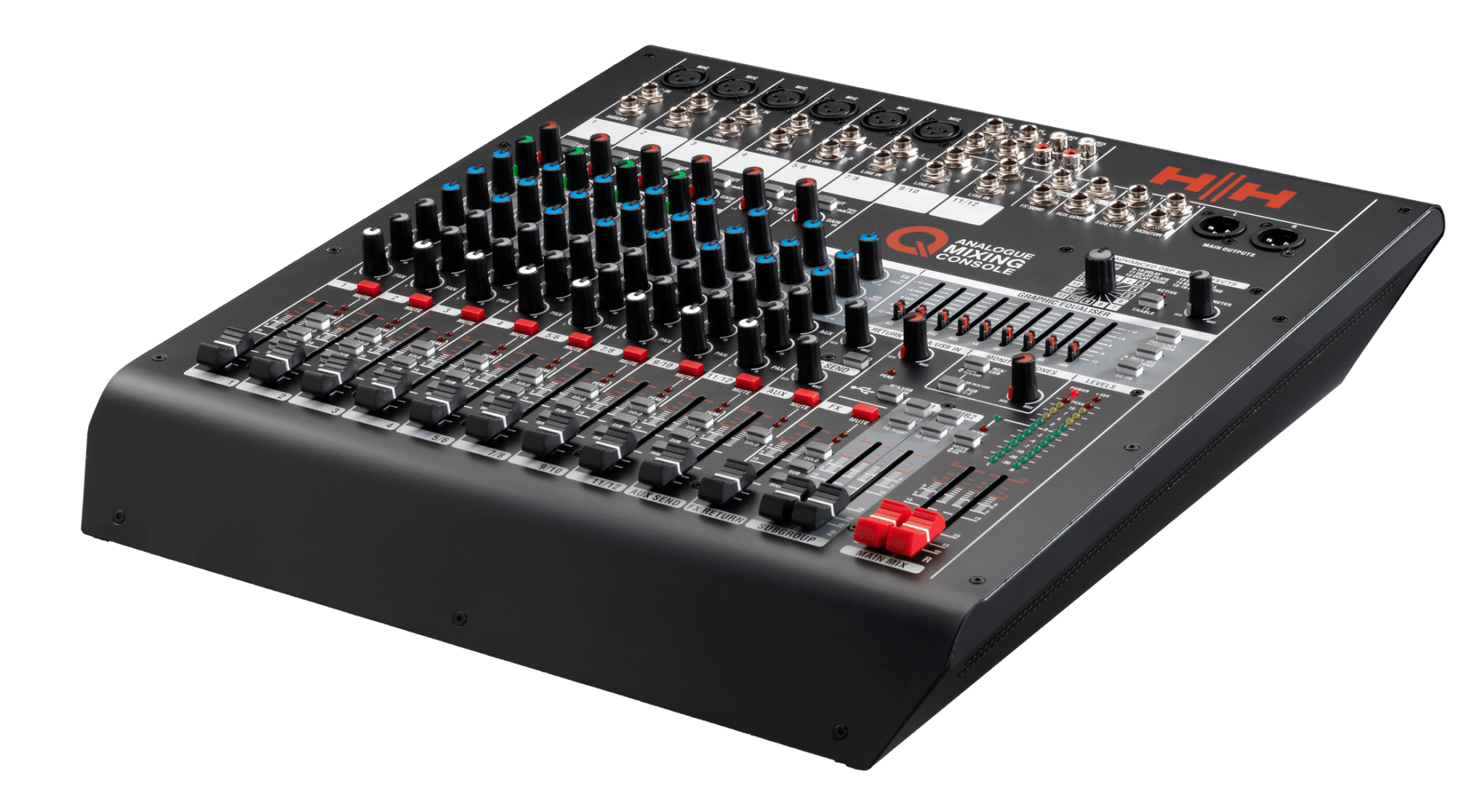 HH Q12FX Compact 12-Channel Analogue Mixing Console – USB, DSP Effects ...