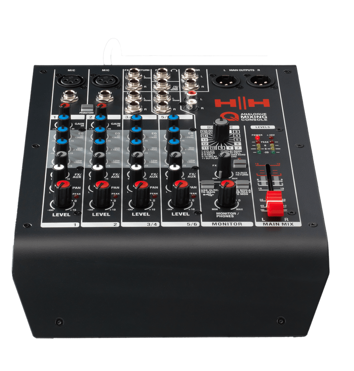 HH Q6FX Compact 6 - Channel Mixer – USB Audio, DSP Effects & 3 - Band EQ - Ev - Entz Music