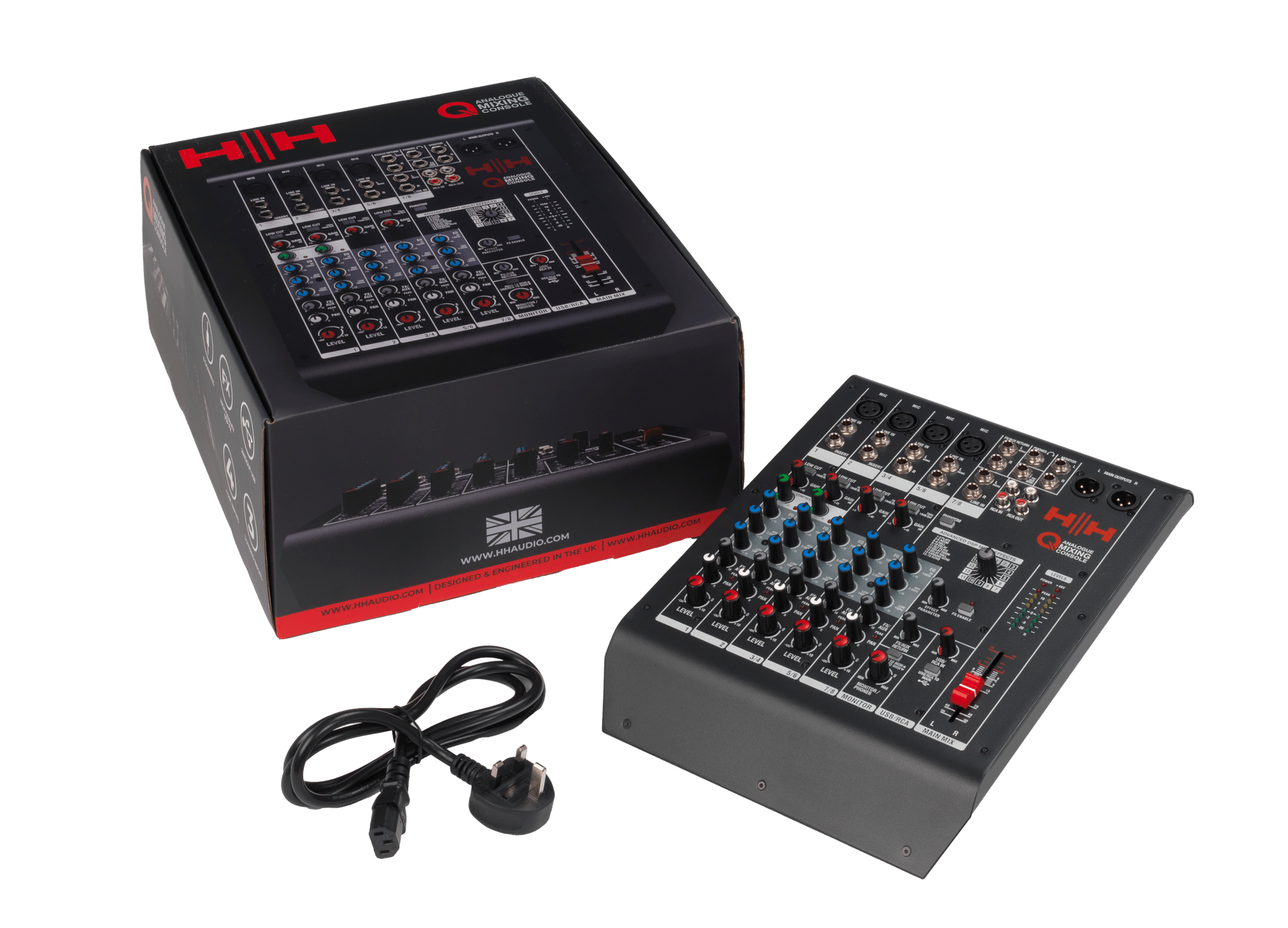 Compression Console HH Q8FX Compact 8-Channel Analogue Mixing Console – USB, DSP Effects ...