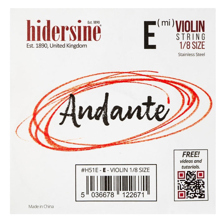 Hidersine Andante Violin String Set 1/8 - Durable and Warm - Toned Strings - Ev - Entz Music