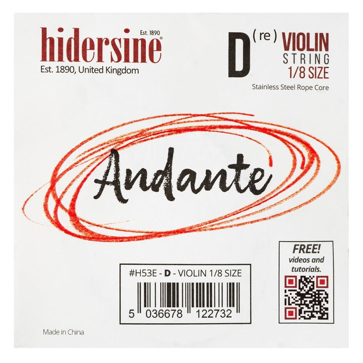Hidersine Andante Violin String Set 1/8 - Durable and Warm - Toned Strings - Ev - Entz Music