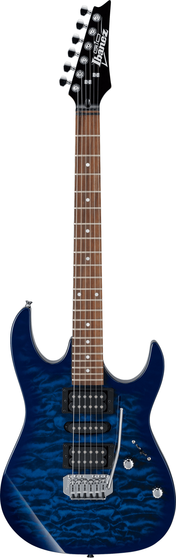 Ibanez GRX70QA Electric Guitar - Transparent Blue Burst, H - S - H Pickups, Tremolo Bridge - Ev - Entz Music