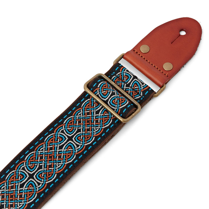 ISUZI GT - 52 Suede Pattern Guitar Strap with Leather Ends and Brass Buckle - Ev - Entz Music