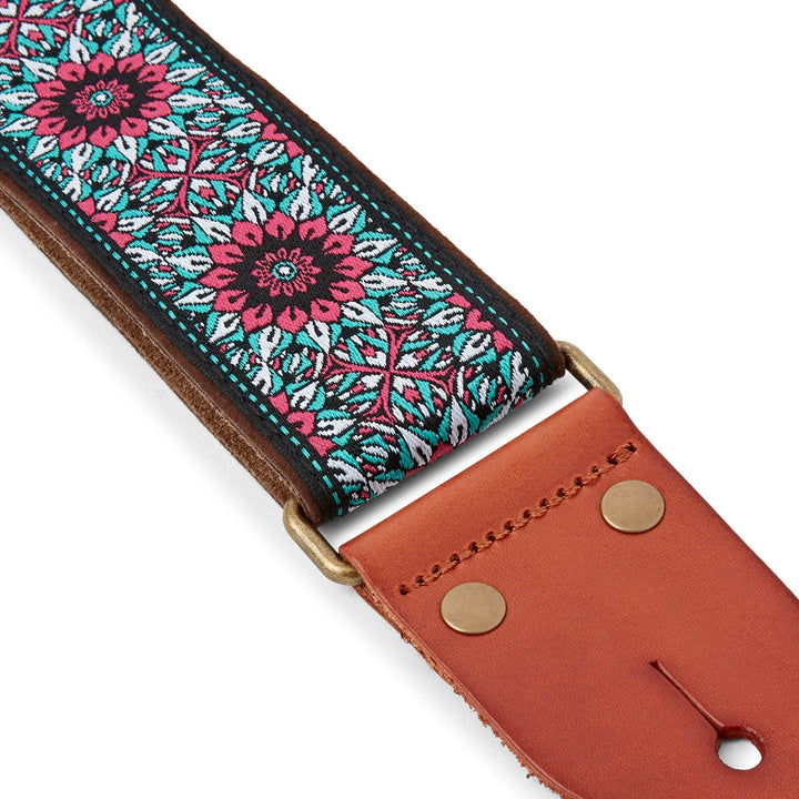 ISUZI GT - 55 Suede Pattern Guitar Strap with Leather Ends and Brass Buckle - Ev - Entz Music
