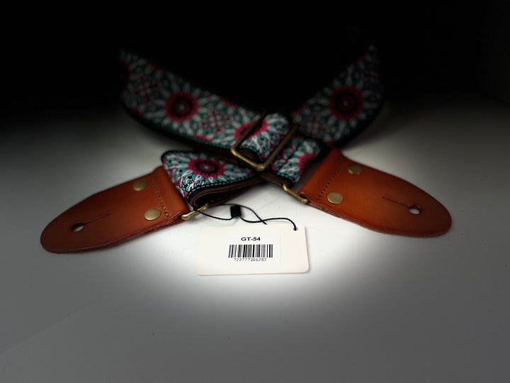 ISUZI GT - 55 Suede Pattern Guitar Strap with Leather Ends and Brass Buckle - Ev - Entz Music