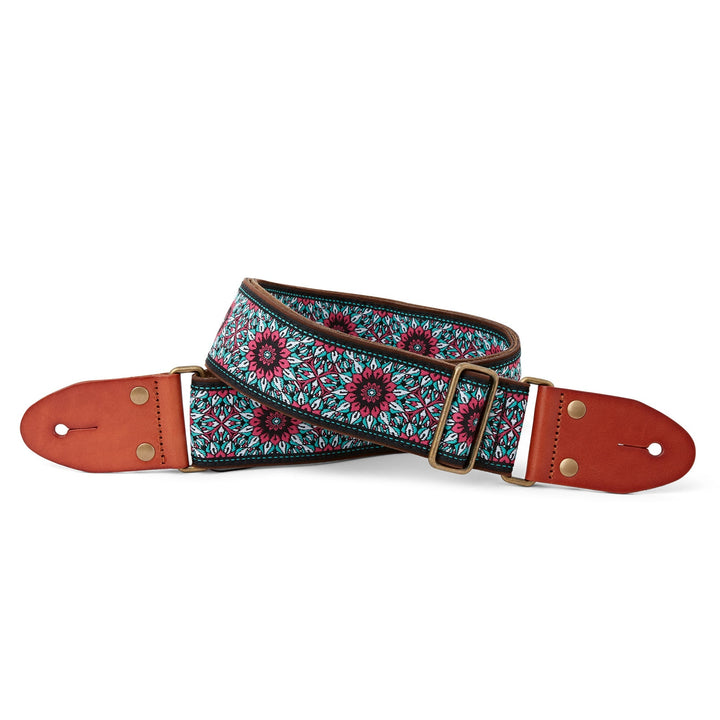 ISUZI GT - 55 Suede Pattern Guitar Strap with Leather Ends and Brass Buckle - Ev - Entz Music