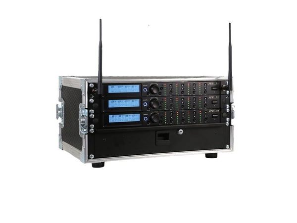 JTS R4 12 Way Wireless System – 12 Channel UHF Self Assembly Rack Kit with Flight Case (SKU: 200213) - Ev - Entz Music
