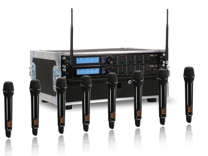 JTS R4 8 Way Wireless System – 8 Channel UHF Self Assembly Rack Kit with Flight Case (SKU: 200215) - Ev - Entz Music