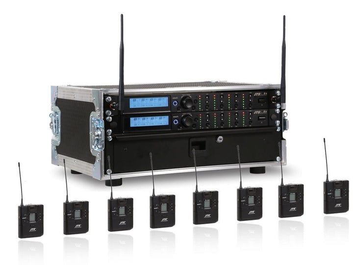 JTS R4 8 Way Wireless System – 8 Channel UHF Self Assembly Rack Kit with Flight Case (SKU: 200215) - Ev - Entz Music