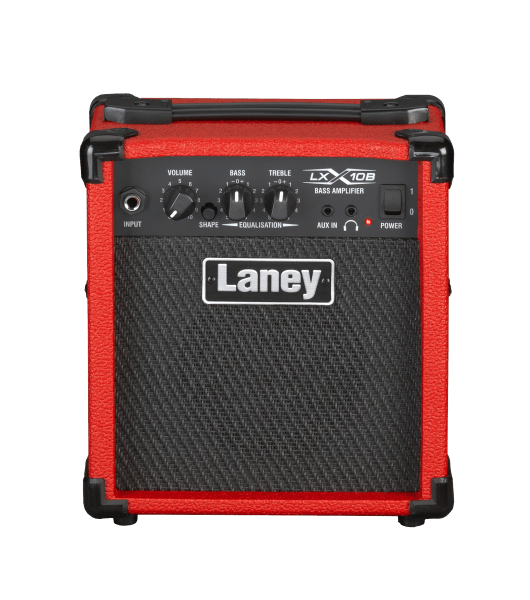 Laney LX10B - RED Bass Guitar Combo – 10W, 5” Woofer, Compact Practice Amp in Red - Ev - Entz Music