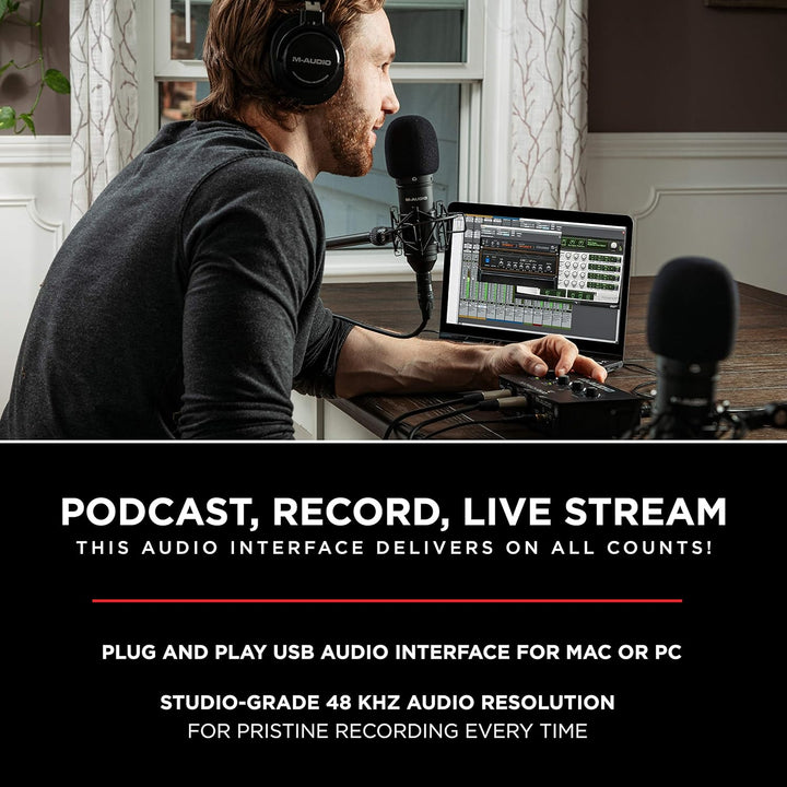 M - Audio M - Track Duo – USB Audio Interface for Recording, Streaming and Podcasting with Dual XLR, Line & DI Inputs - Ev - Entz Music