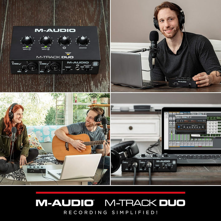 M - Audio M - Track Duo – USB Audio Interface for Recording, Streaming and Podcasting with Dual XLR, Line & DI Inputs - Ev - Entz Music