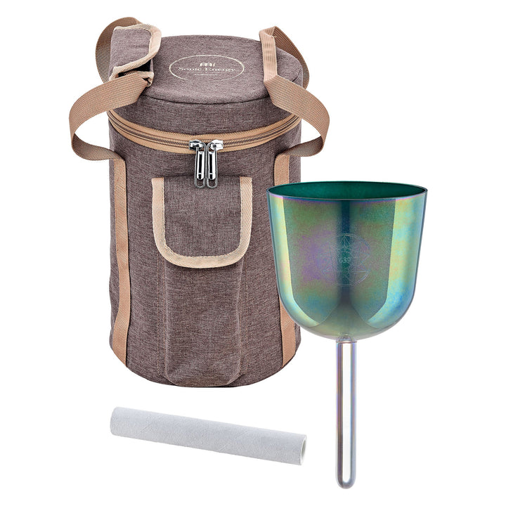 Meinl Sonic Energy 4.25" Essence Solfeggio Crystal Singing Bowl Fa 639 Hz - Indigo Blue, Includes Carrying Bag & Suede Mallet - Ev - Entz Music