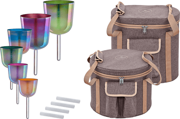 Meinl Sonic Energy 6 - piece Essence Solfeggio Crystal Singing Bowl Set - Includes 2 Carrying Bags, 4 Suede Mallets, High - Purity Quartz, Rich Vibrations - Ev - Entz Music