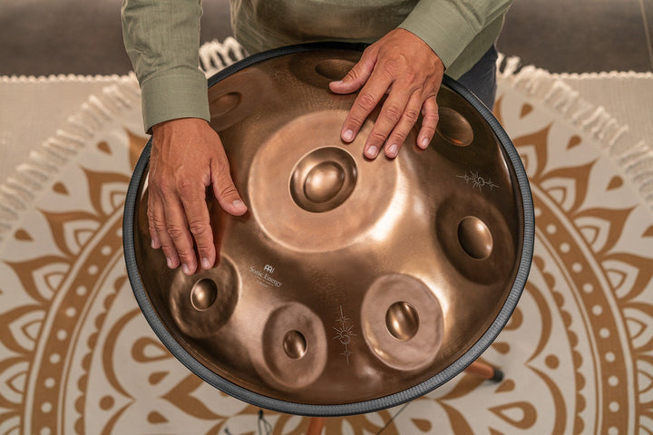 Meinl Sonic Energy Sensory Handpan, Stainless Steel, Bb2 Amara, 9 Notes, 432 Hz, Vintage Copper, Engraved Design - Ev - Entz Music