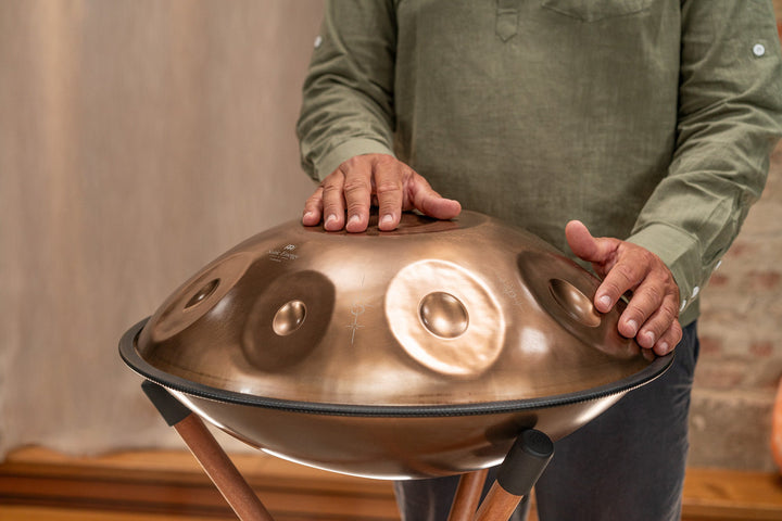 Meinl Sonic Energy Sensory Handpan, Stainless Steel, Bb2 Amara, 9 Notes, 432 Hz, Vintage Copper, Engraved Design - Ev - Entz Music
