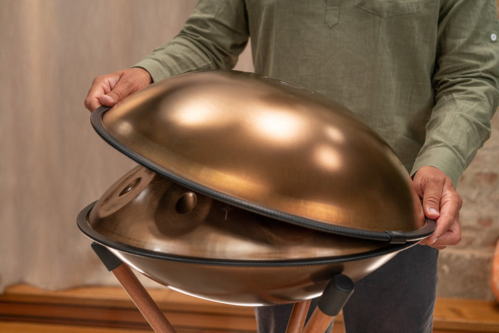 Meinl Sonic Energy Sensory Handpan, Stainless Steel, Bb2 Amara, 9 Notes, 432 Hz, Vintage Copper, Engraved Design - Ev - Entz Music