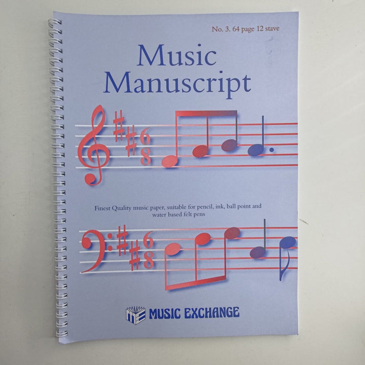Music Manuscript No 3 (64 Page 12 Stave) Spiral - Ev - Entz Music