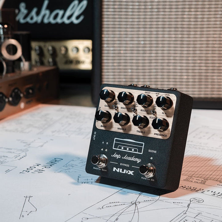 NUX Amp Academy Pedal – Compact Valve Amp Modeling with Customizable Tone and Recording Flexibility - Ev - Entz Music