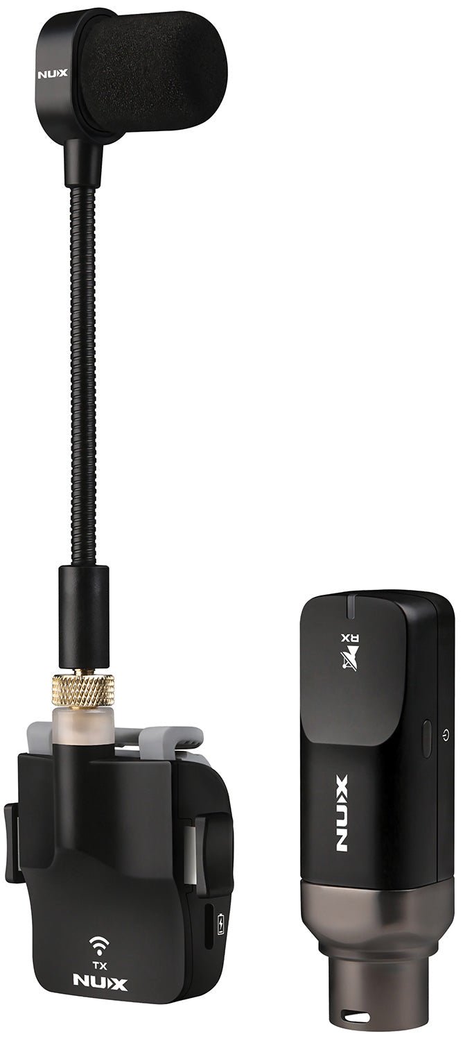 NUX B - 6 Wireless Saxophone System – 2.4GHz Digital Transmission with Custom Gooseneck Mic, Rechargeable Power Case, and Voicing Modes for Tenor, Alto, and Soprano Saxophones - Ev - Entz Music