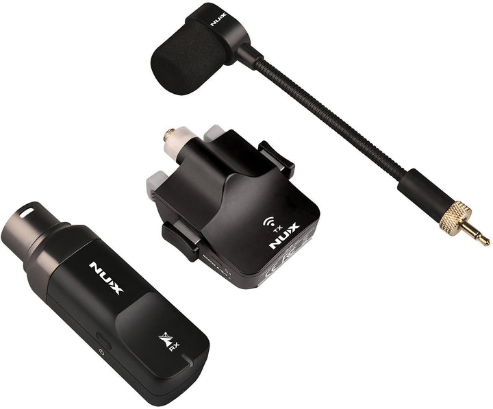 NUX B - 6 Wireless Saxophone System – 2.4GHz Digital Transmission with Custom Gooseneck Mic, Rechargeable Power Case, and Voicing Modes for Tenor, Alto, and Soprano Saxophones - Ev - Entz Music