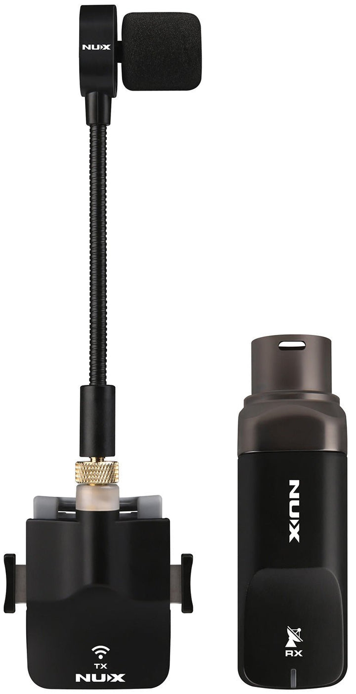 NUX B - 6 Wireless Saxophone System – 2.4GHz Digital Transmission with Custom Gooseneck Mic, Rechargeable Power Case, and Voicing Modes for Tenor, Alto, and Soprano Saxophones - Ev - Entz Music