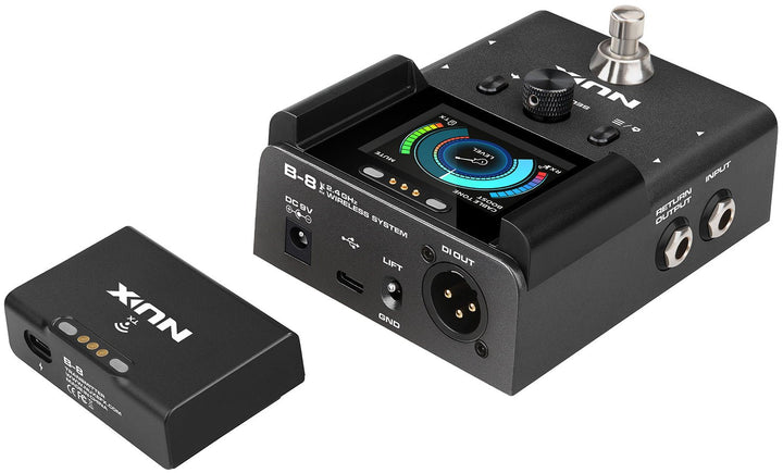 NUX B - 8 2.4GHz Instrument Wireless System with Pedal Receiver, Rechargeable Transmitter, and Multi - Function Features - Ev - Entz Music