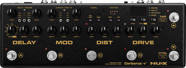 NUX Cerberus Guitar Effect Pedal - Multi - Effect Processor with Analog Preamp, Drive, Delay, Reverb, and Full MIDI Control - Ev - Entz Music