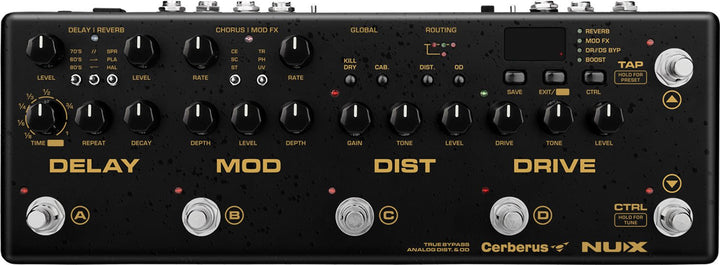 NUX Cerberus Guitar Effect Pedal - Multi - Effect Processor with Analog Preamp, Drive, Delay, Reverb, and Full MIDI Control - Ev - Entz Music