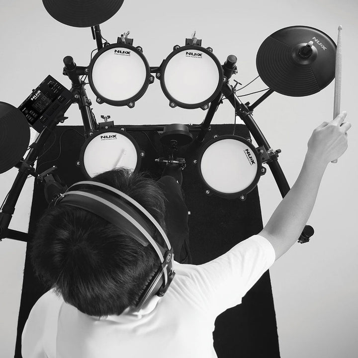 NUX DM - 210 Digital Drum Kit - Complete Electronic Drum Kit with Mesh Pads, Dual - Zone Triggers, and Bluetooth Connectivity - Ev - Entz Music