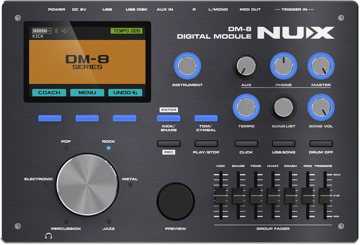 NUX DM - 8 Digital Drum Kit - Flagship Electronic Drum Set with Remo Mesh Heads, Multi - Zone Cymbals, and Advanced Sound Module - Ev - Entz Music