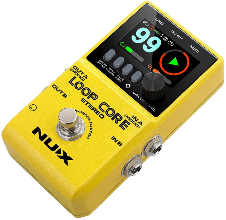 NUX Loop Core Stereo Looper Pedal – 6 - Hour Recording, Stereo I/O, Built - In Drum Machine - Ev - Entz Music