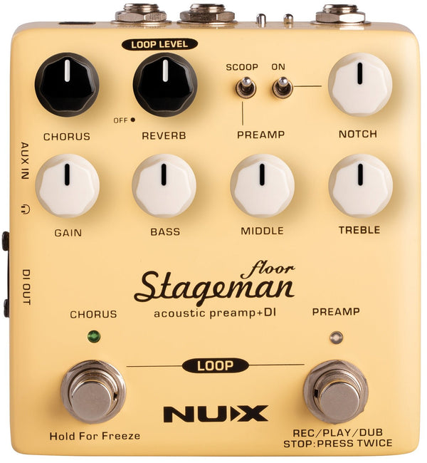 NUX Stageman Floor Acoustic Preamp DI Pedal - Ev - Entz Music