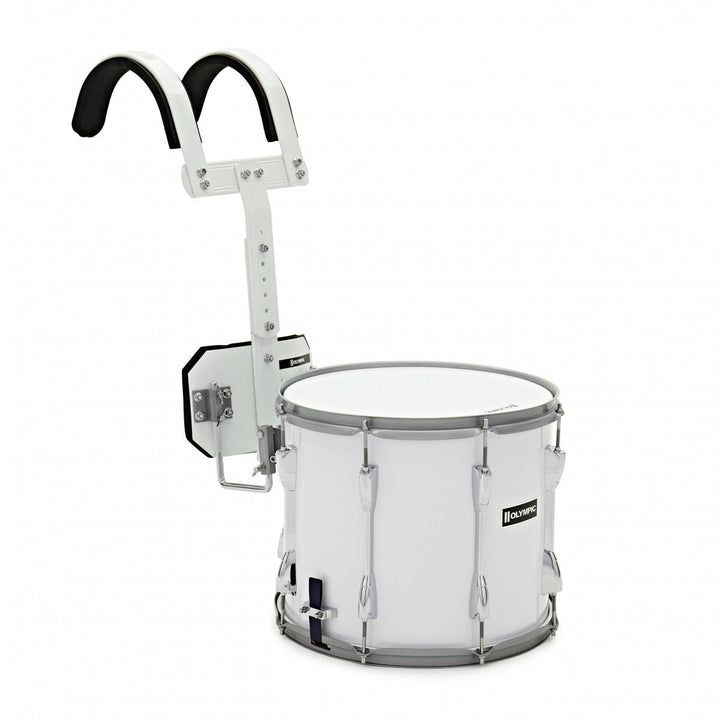Olympic Marching 14" x 12" Drum Corps Snare Drum, White - Ev - Entz Music