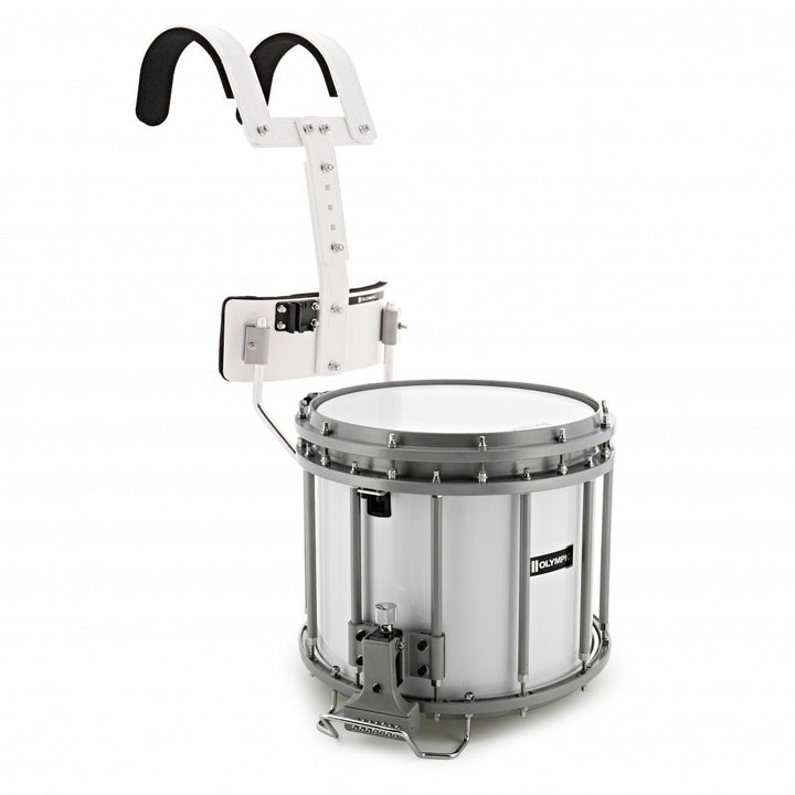 Olympic Marching 14" x 12" High Tension Snare Drum & Top Snare, White - Ev - Entz Music
