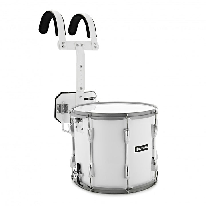 Olympic Marching 14" x 12" Traditional Snare Drum & Top Snare, White - Ev - Entz Music